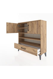 Arges Şifonyer 4 Raflı Tek Çekmeceli 2 Kapaklı 88x30x96 - S04M032V9A