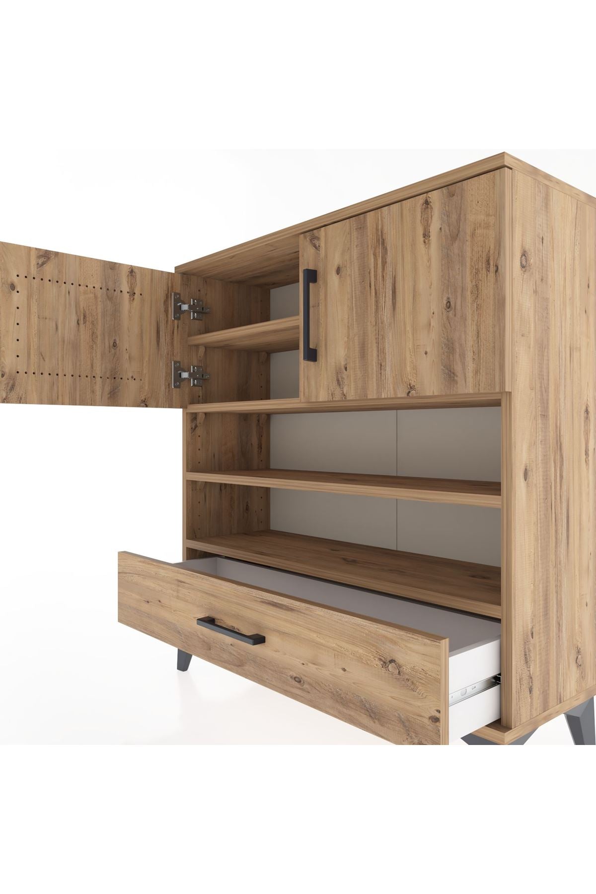 Arges Şifonyer 4 Raflı Tek Çekmeceli 2 Kapaklı 88x30x96 - S04M032V9A