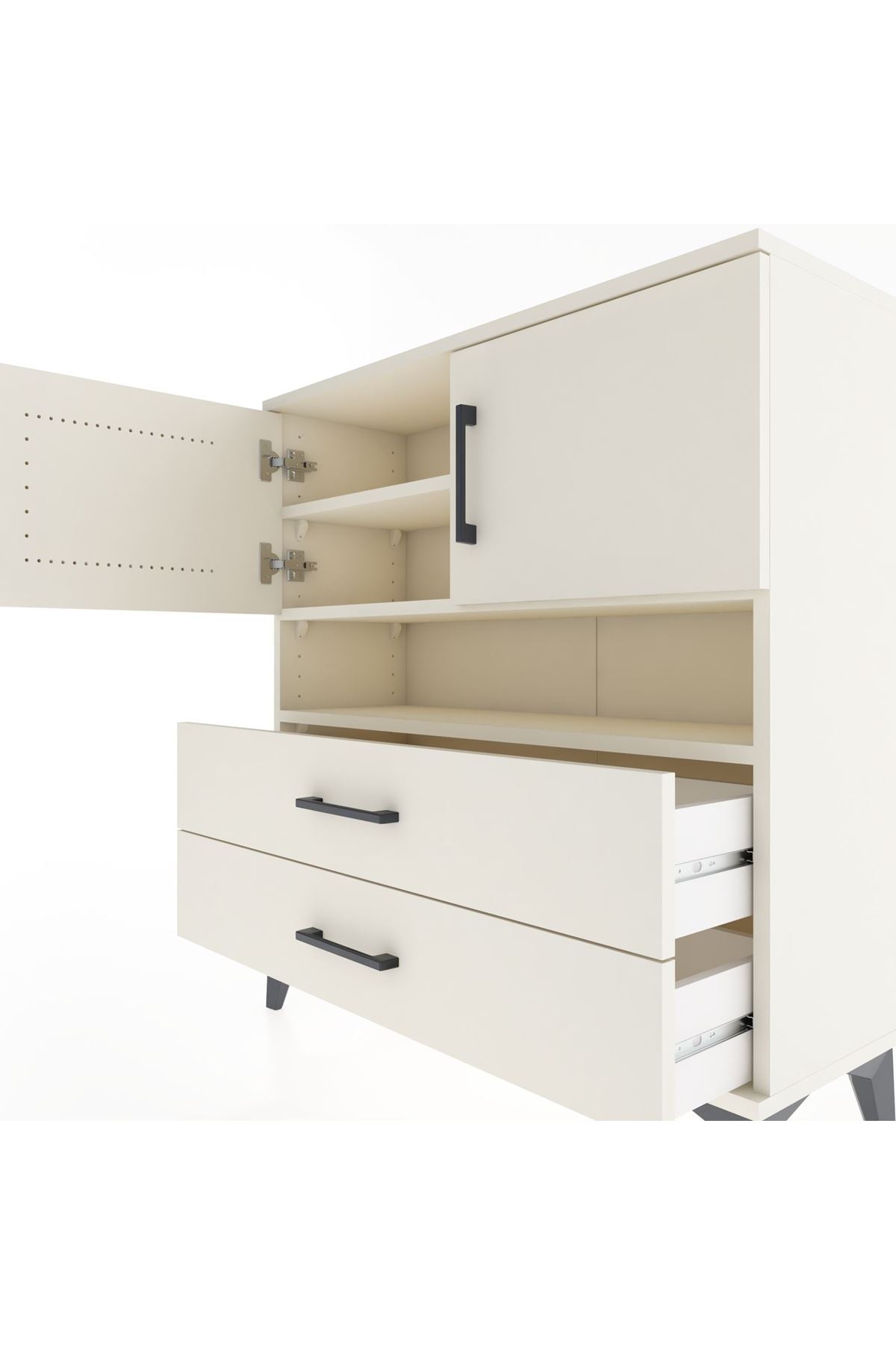 Arges Şifonyer 3 Raflı 2 Çekmeceli 2 Kapaklı 88x30x96 - S04M033V1A