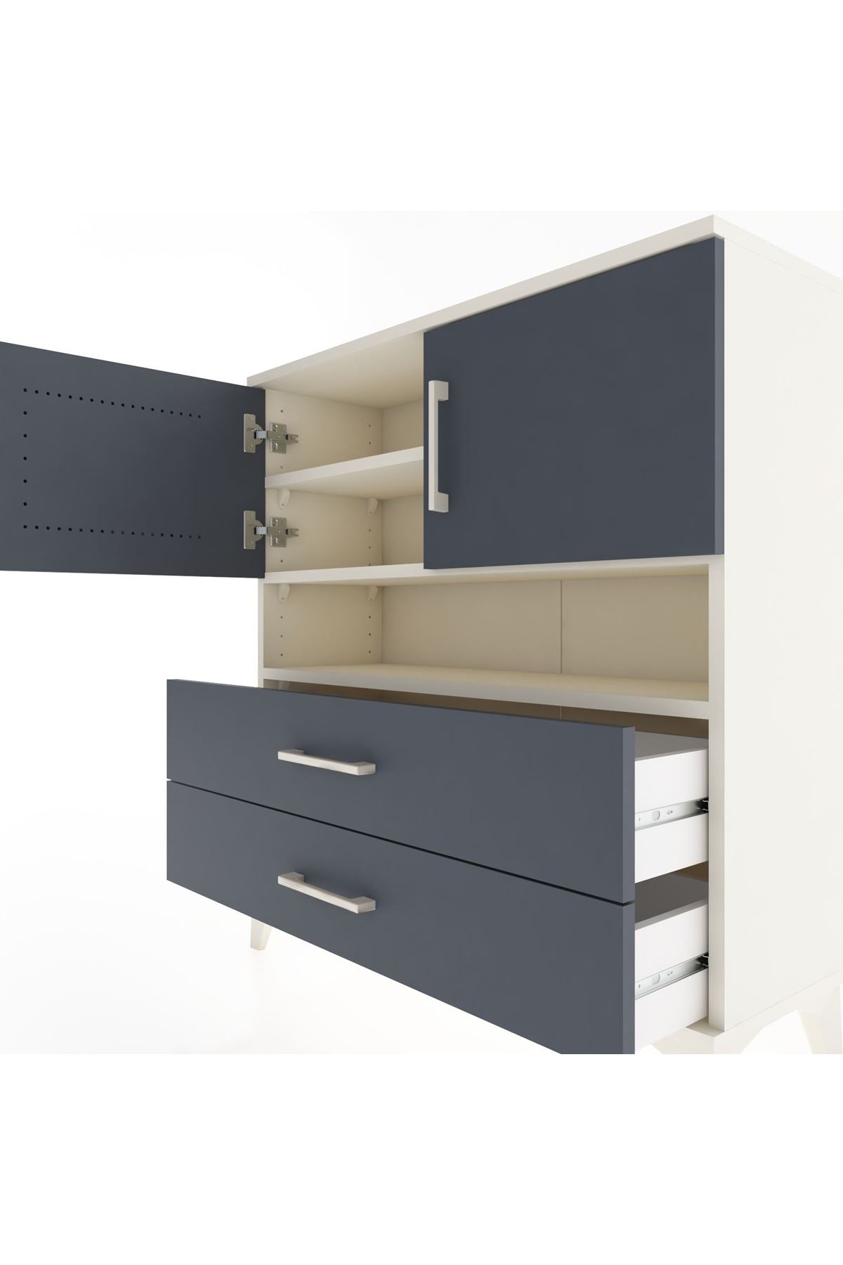Arges Şifonyer 3 Raflı 2 Çekmeceli 2 Kapaklı 88x30x96 - S04M033V2A