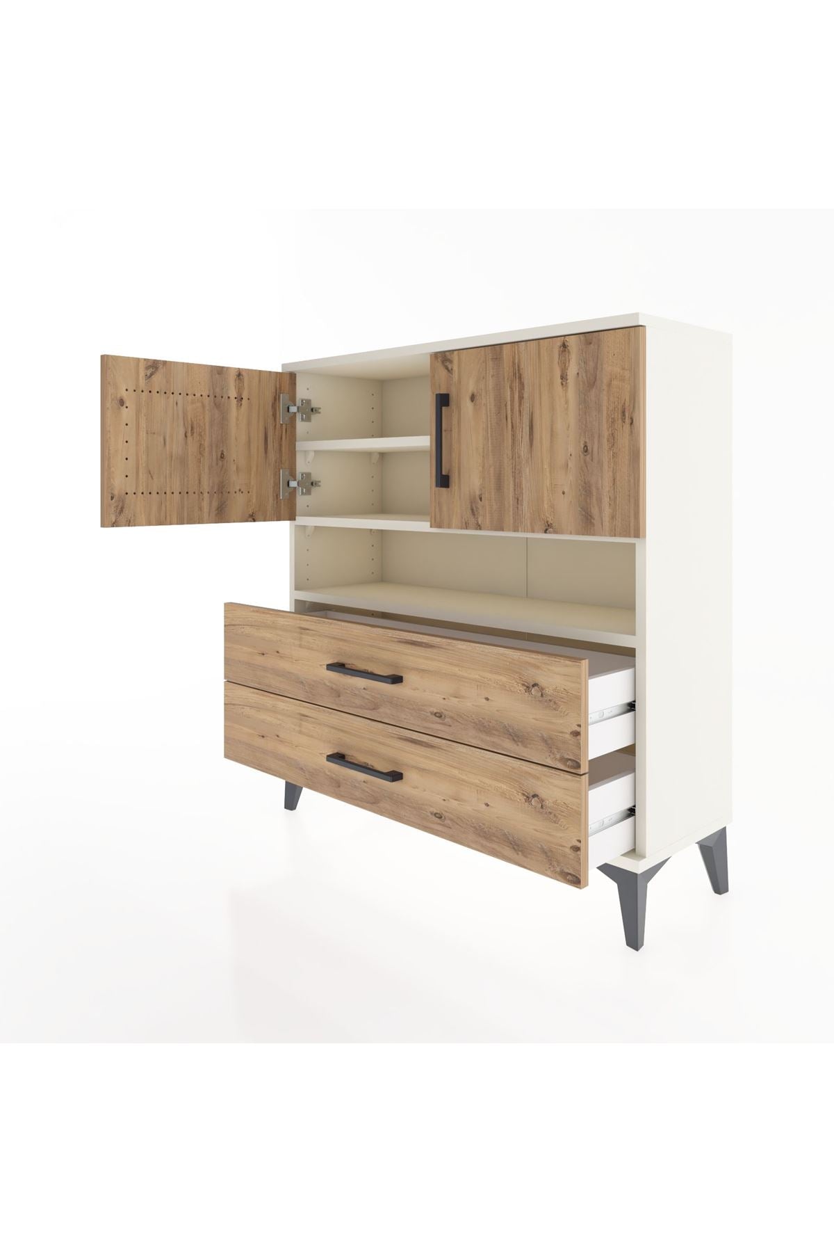 Arges Şifonyer 3 Raflı 2 Çekmeceli 2 Kapaklı 88x30x96 - S04M033V3A