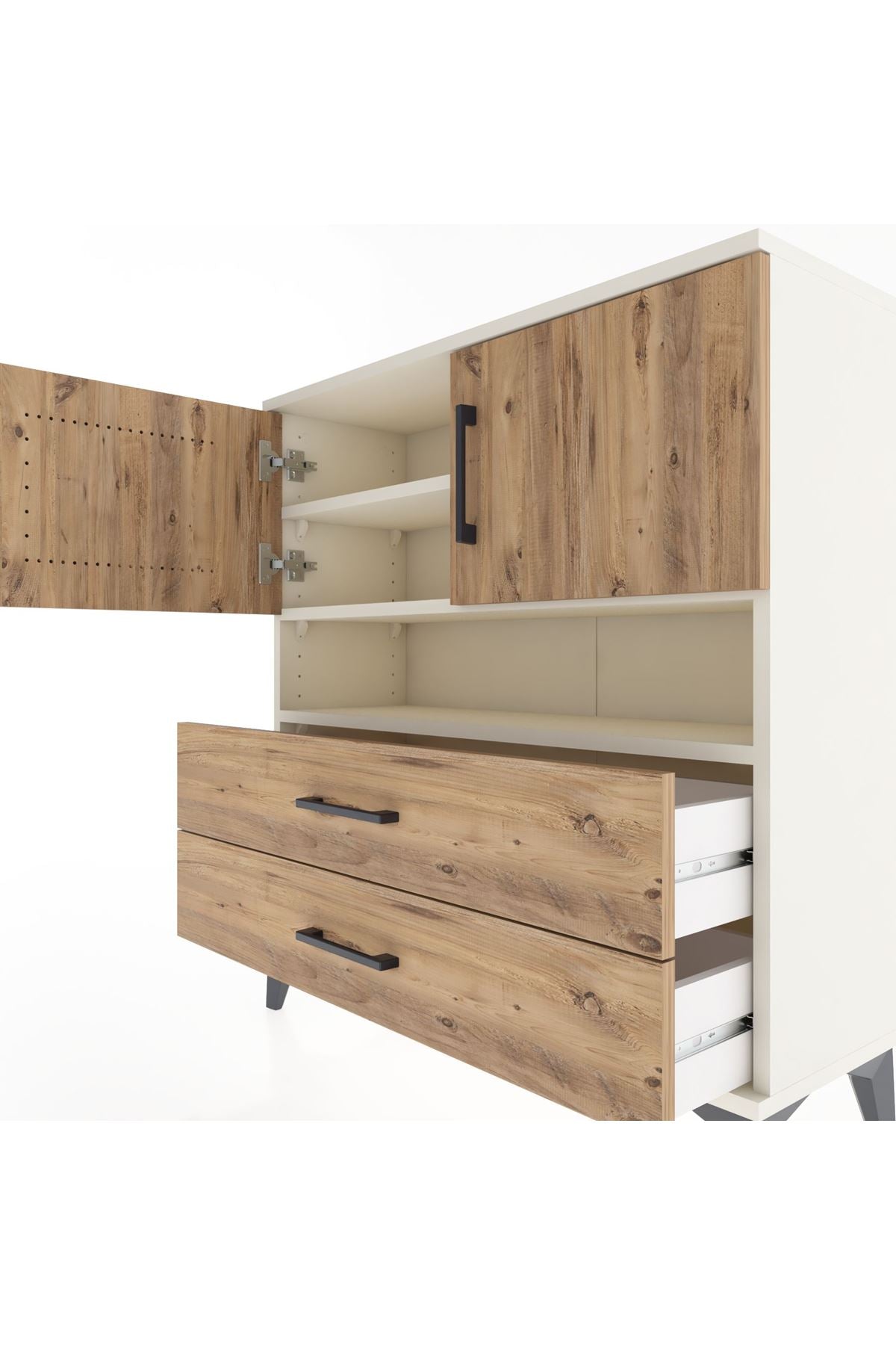 Arges Şifonyer 3 Raflı 2 Çekmeceli 2 Kapaklı 88x30x96 - S04M033V3A