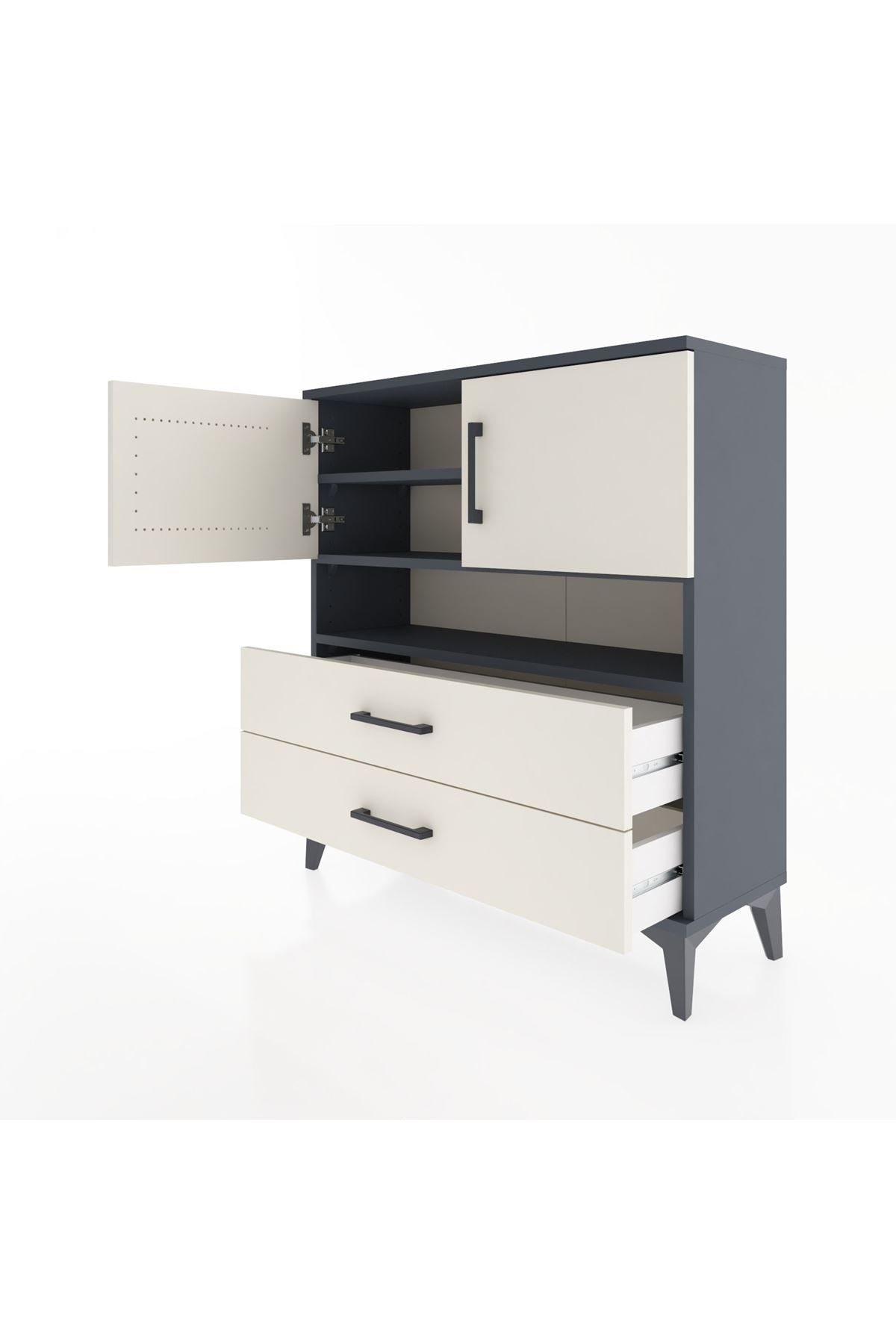 Arges Şifonyer 3 Raflı 2 Çekmeceli 2 Kapaklı 88x30x96 - S04M033V4A
