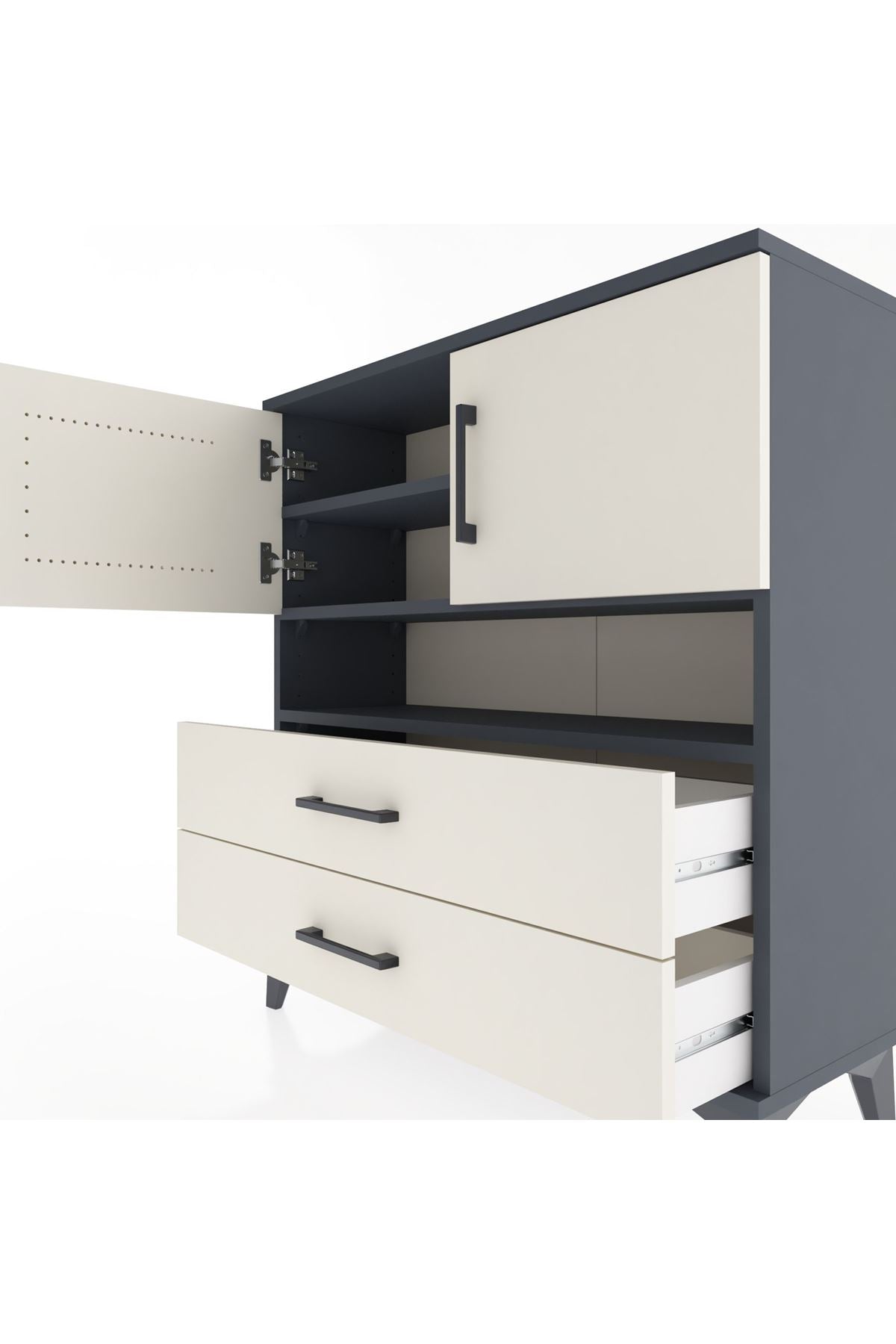 Arges Şifonyer 3 Raflı 2 Çekmeceli 2 Kapaklı 88x30x96 - S04M033V4A
