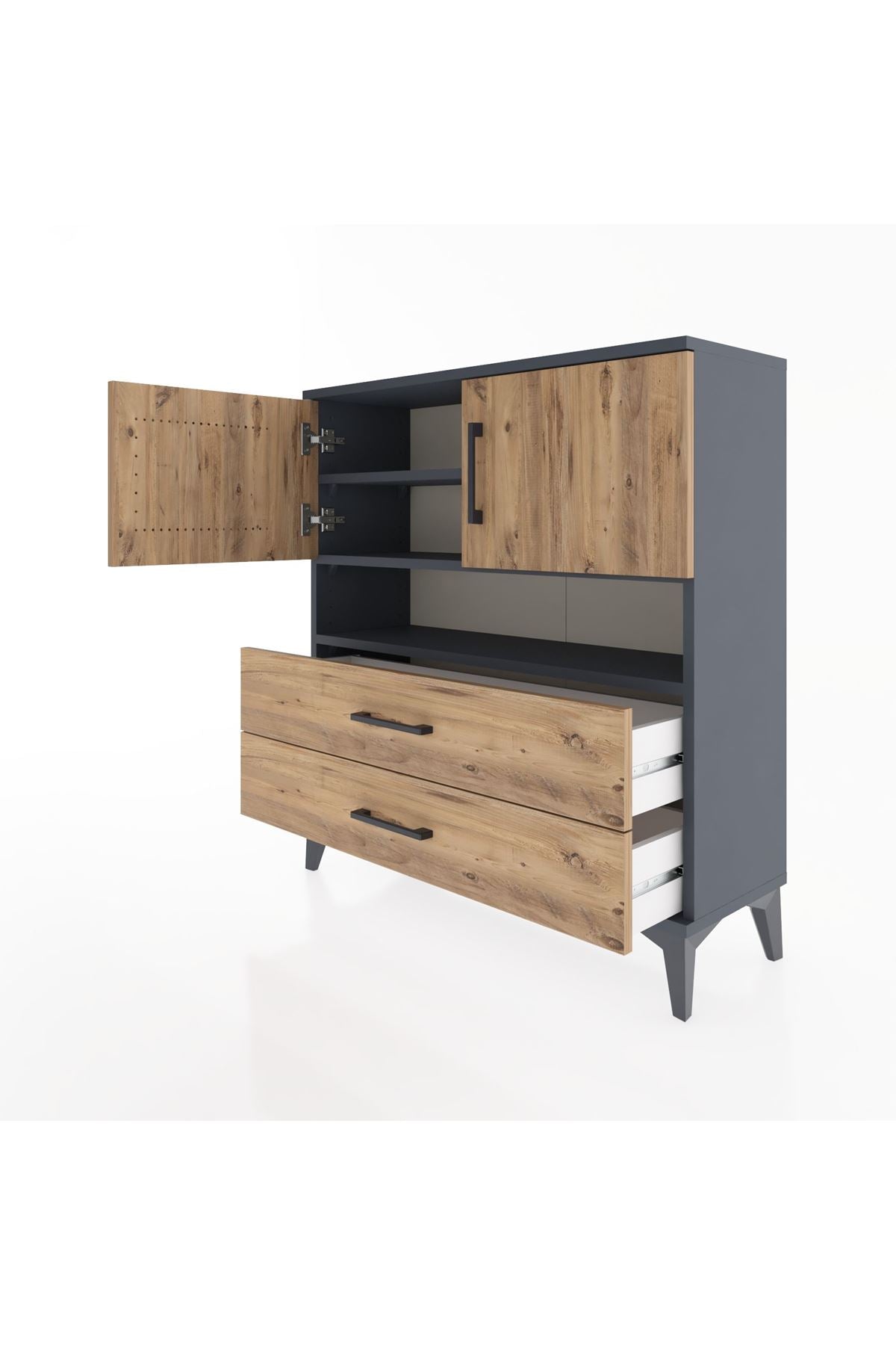 Arges Şifonyer 3 Raflı 2 Çekmeceli 2 Kapaklı 88x30x96 - S04M033V6A