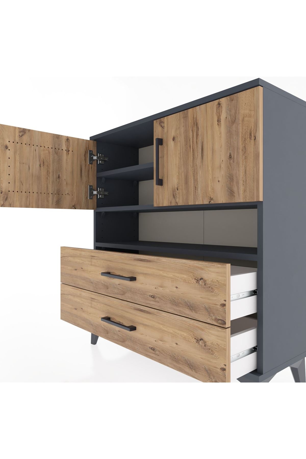 Arges Şifonyer 3 Raflı 2 Çekmeceli 2 Kapaklı 88x30x96 - S04M033V6A