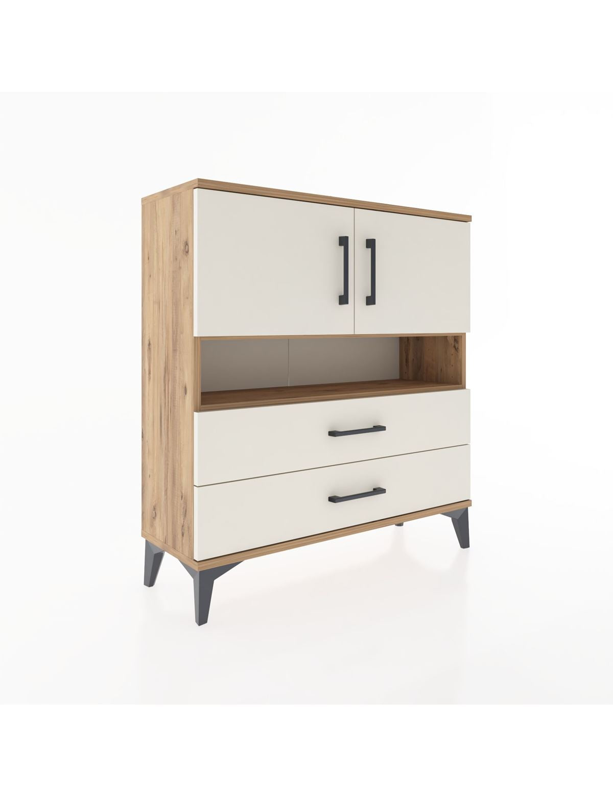 Arges Şifonyer 3 Raflı 2 Çekmeceli 2 Kapaklı 88x30x96 - S04M033V7A