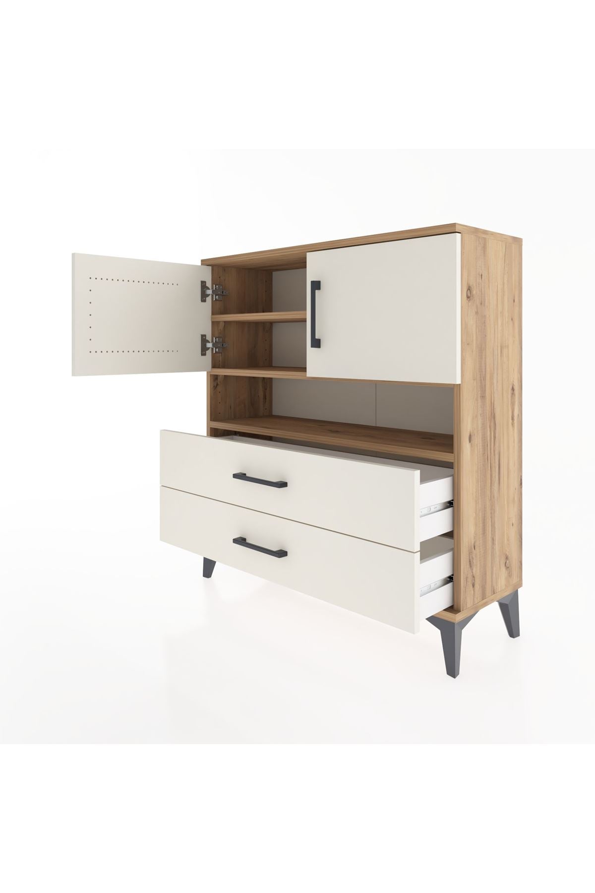 Arges Şifonyer 3 Raflı 2 Çekmeceli 2 Kapaklı 88x30x96 - S04M033V7A