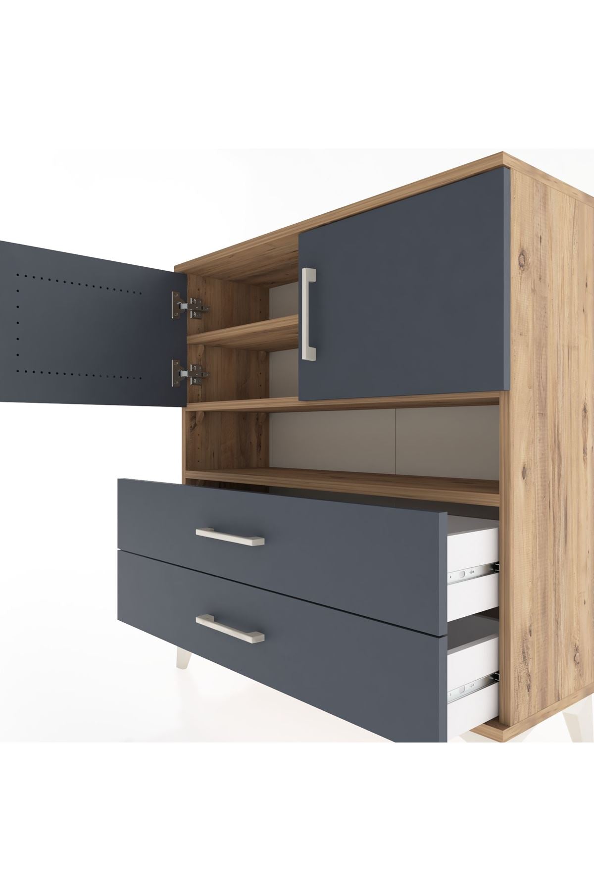 Arges Şifonyer 3 Raflı 2 Çekmeceli 2 Kapaklı 88x30x96 - S04M033V8A