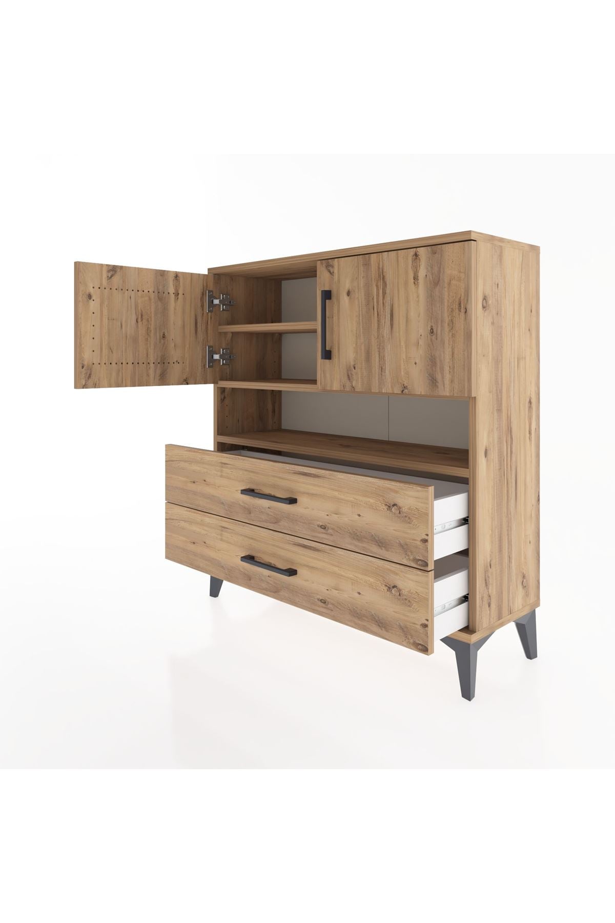 Arges Şifonyer 3 Raflı 2 Çekmeceli 2 Kapaklı 88x30x96 - S04M033V9A