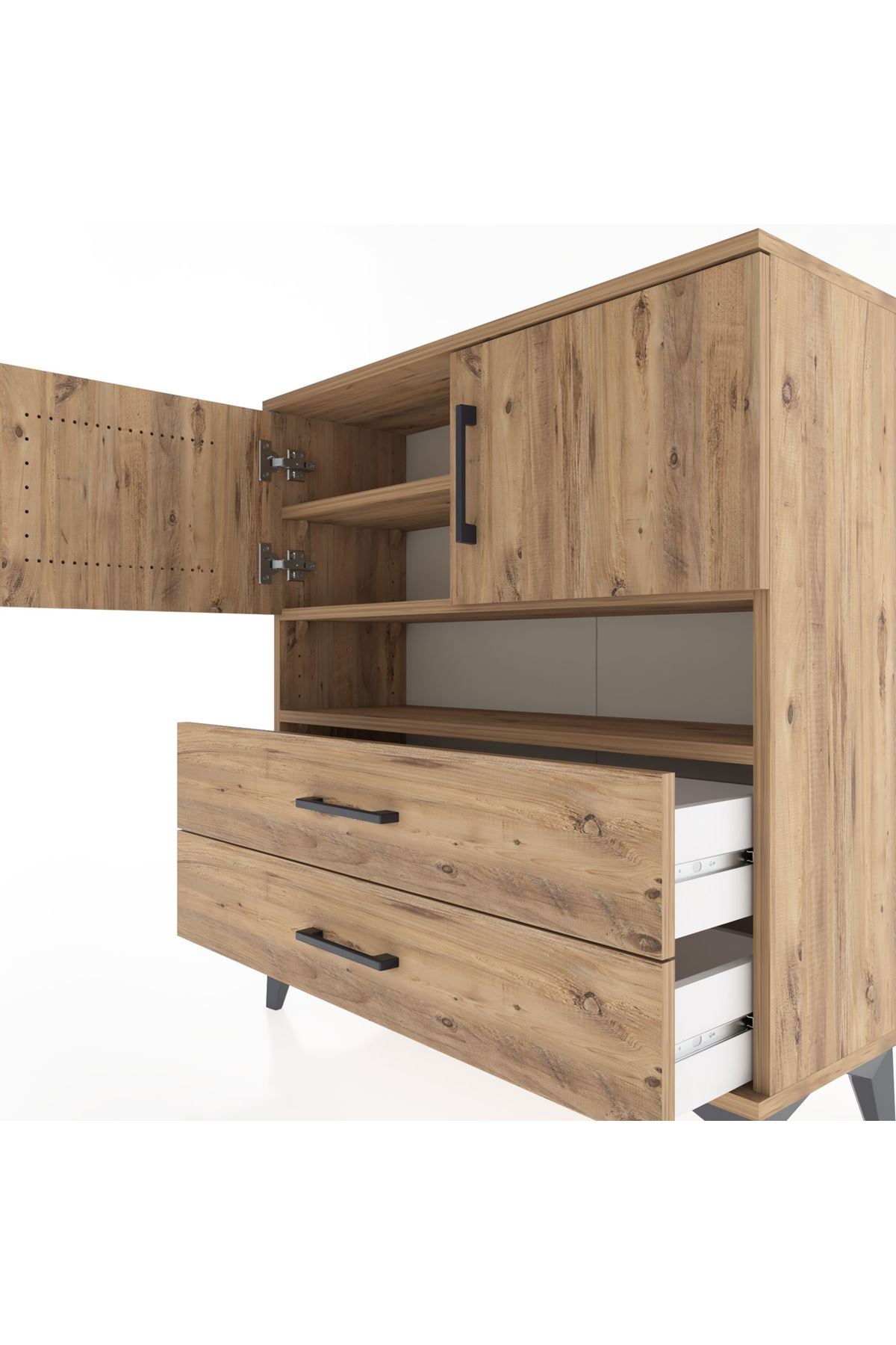 Arges Şifonyer 3 Raflı 2 Çekmeceli 2 Kapaklı 88x30x96 - S04M033V9A