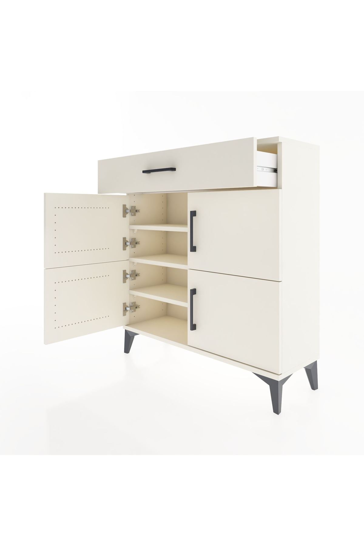 Arges Şifonyer 3 Raflı Tek Çekmeceli 4 Kapaklı 88x30x96 - S04M036V1A