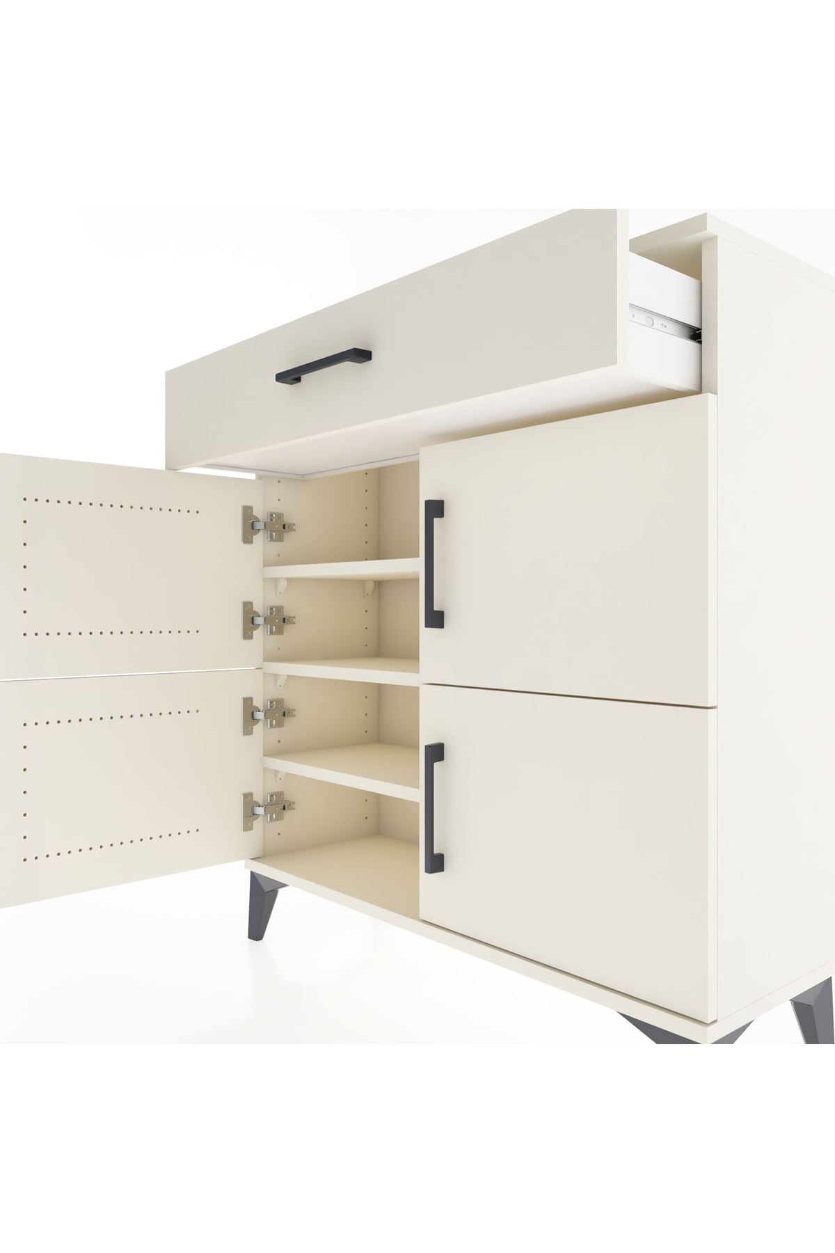 Arges Şifonyer 3 Raflı Tek Çekmeceli 4 Kapaklı 88x30x96 - S04M036V1A