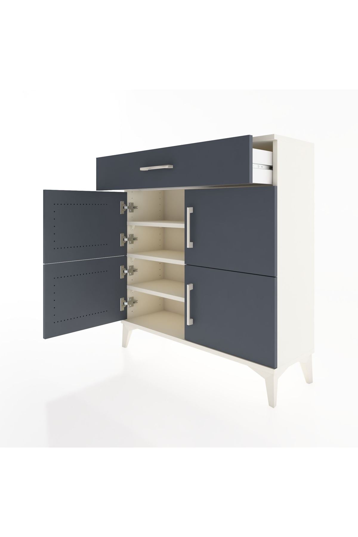 Arges Şifonyer 3 Raflı Tek Çekmeceli 4 Kapaklı 88x30x96 - S04M036V2A