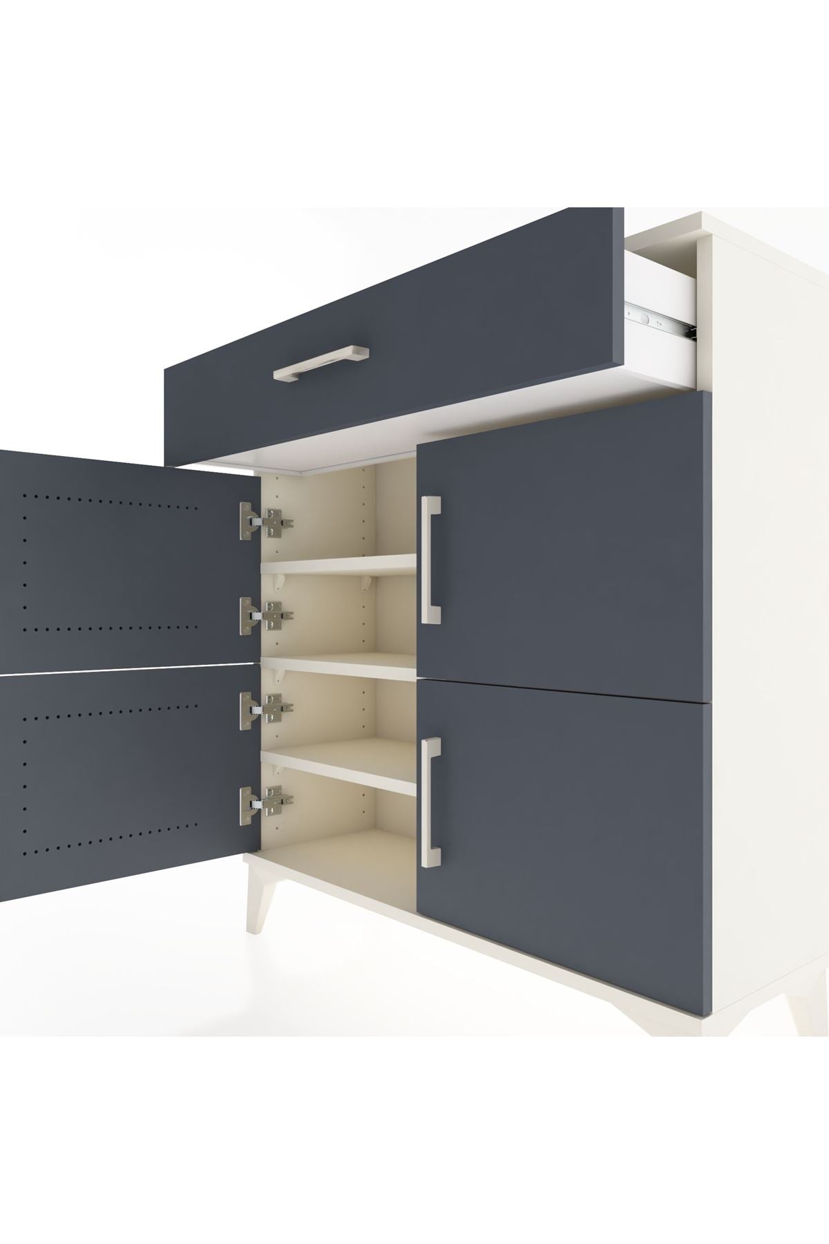 Arges Şifonyer 3 Raflı Tek Çekmeceli 4 Kapaklı 88x30x96 - S04M036V2A