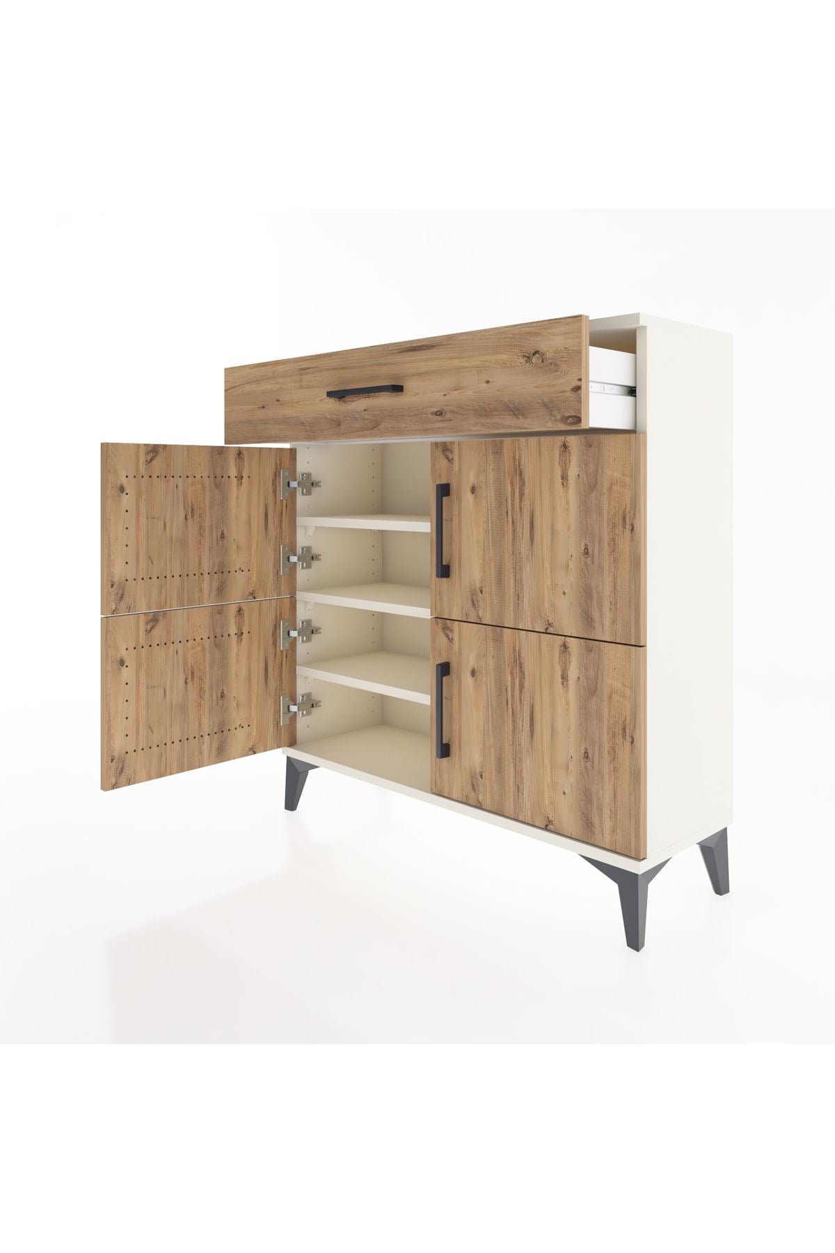 Arges Şifonyer 3 Raflı Tek Çekmeceli 4 Kapaklı 88x30x96 - S04M036V3A
