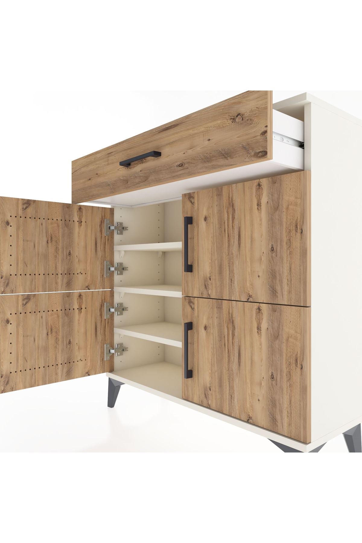 Arges Şifonyer 3 Raflı Tek Çekmeceli 4 Kapaklı 88x30x96 - S04M036V3A