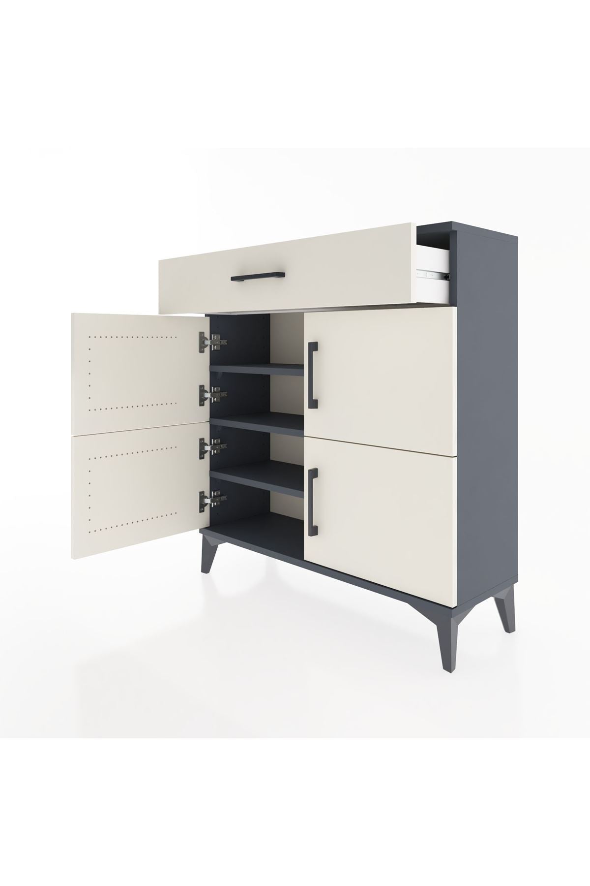 Arges Şifonyer 3 Raflı Tek Çekmeceli 4 Kapaklı 88x30x96 - S04M036V4A