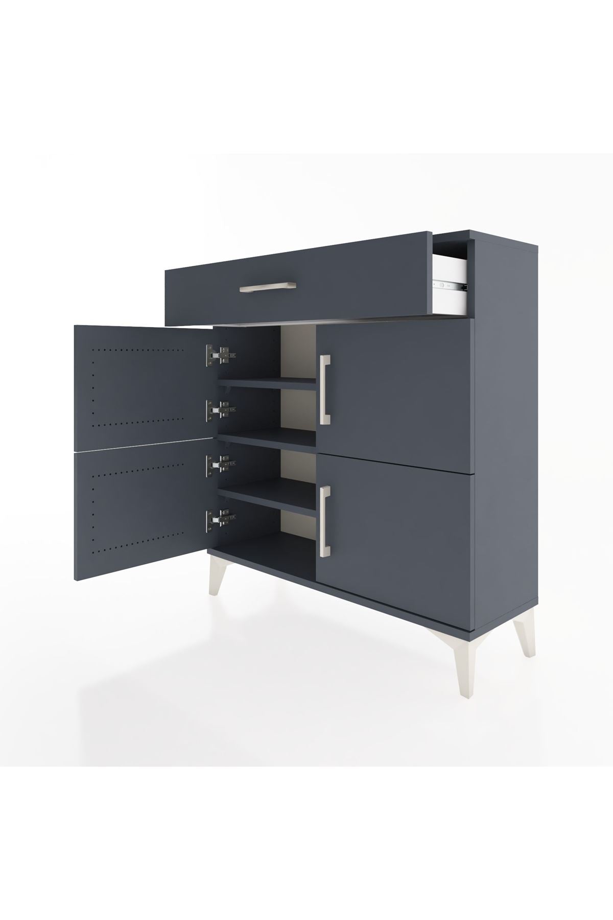 Arges Şifonyer 3 Raflı Tek Çekmeceli 4 Kapaklı 88x30x96 - S04M036V5A