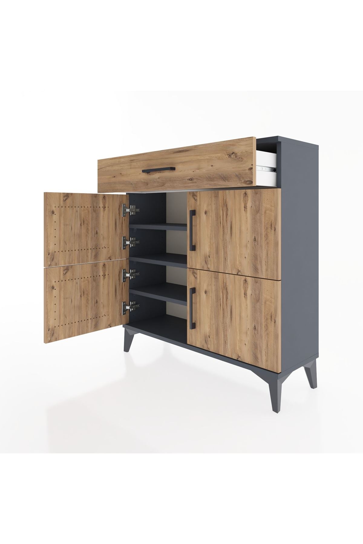 Arges Şifonyer 3 Raflı Tek Çekmeceli 4 Kapaklı 88x30x96 - S04M036V6A