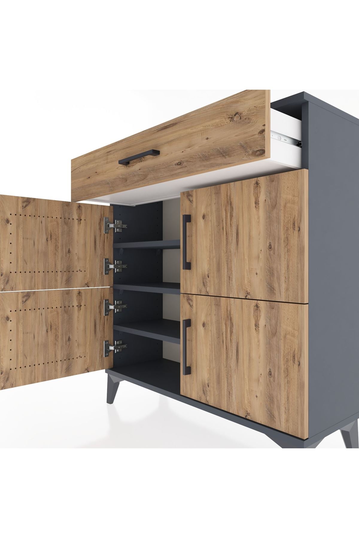 Arges Şifonyer 3 Raflı Tek Çekmeceli 4 Kapaklı 88x30x96 - S04M036V6A