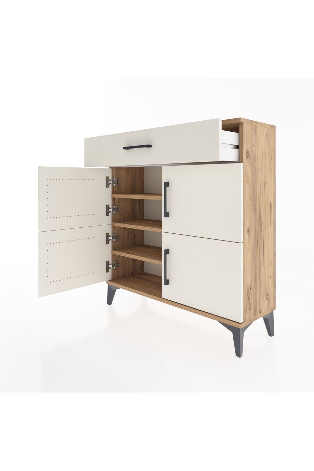 Arges Şifonyer 3 Raflı Tek Çekmeceli 4 Kapaklı 88x30x96 - S04M036V7A