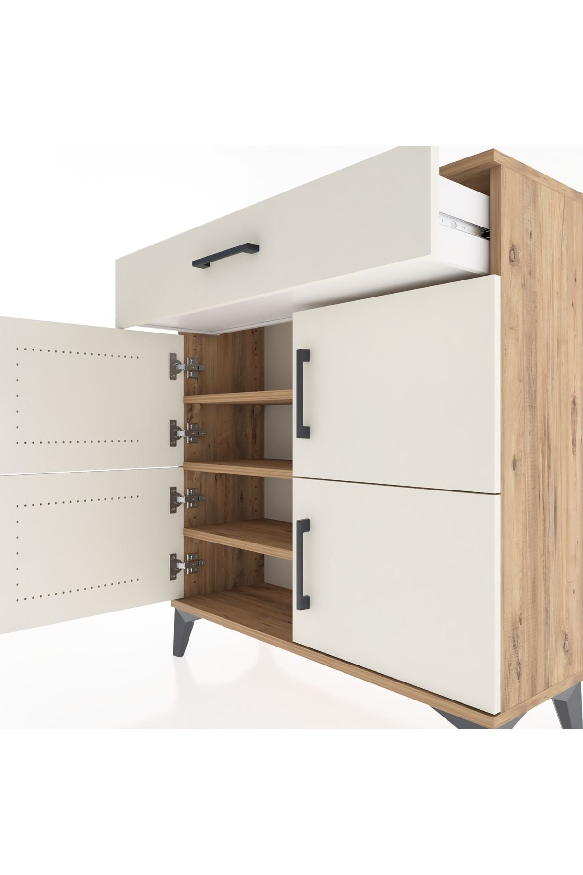 Arges Şifonyer 3 Raflı Tek Çekmeceli 4 Kapaklı 88x30x96 - S04M036V7A