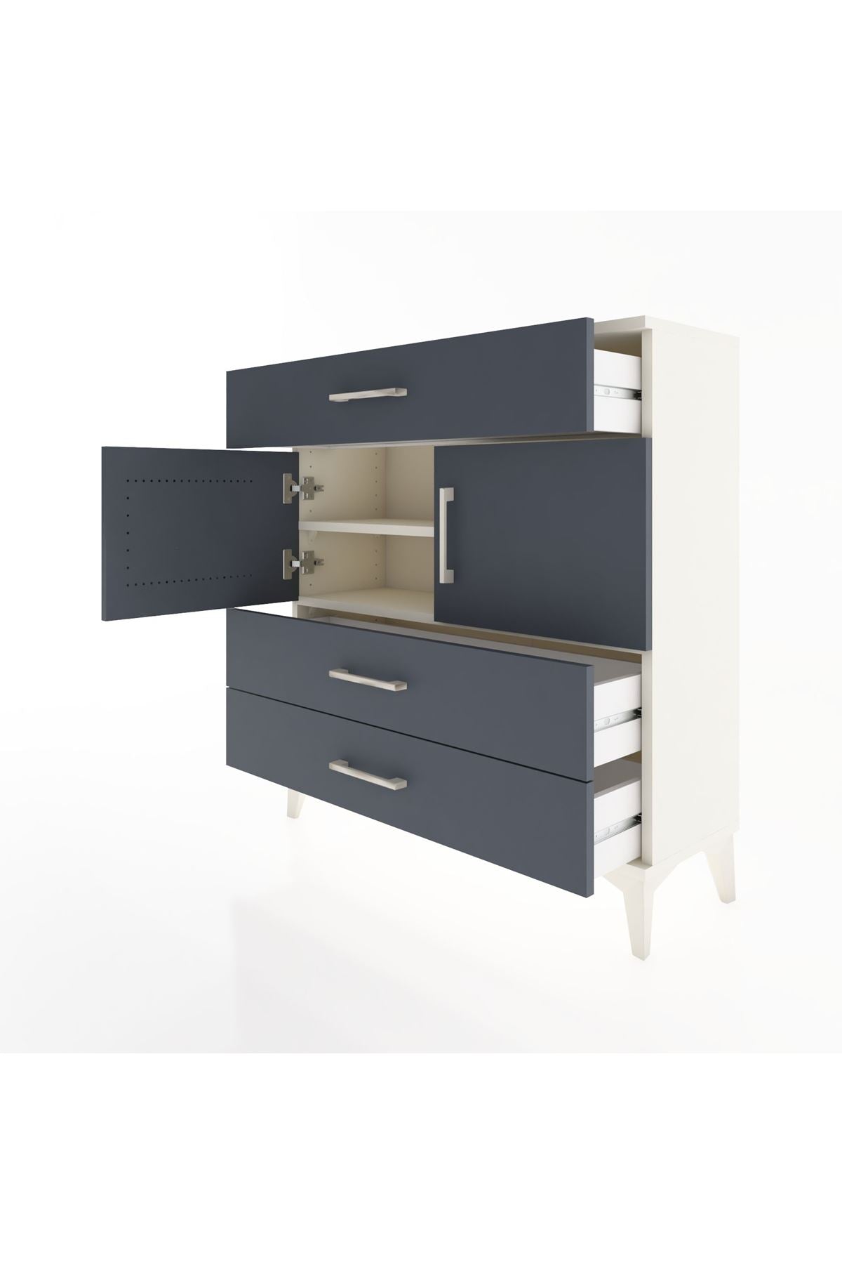 Arges Şifonyer 2 Raflı 3 Çekmeceli 2 Kapaklı 88x30x96 - S04M037V2A