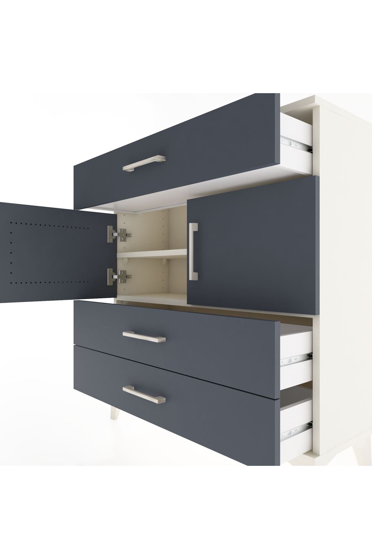 Arges Şifonyer 2 Raflı 3 Çekmeceli 2 Kapaklı 88x30x96 - S04M037V2A