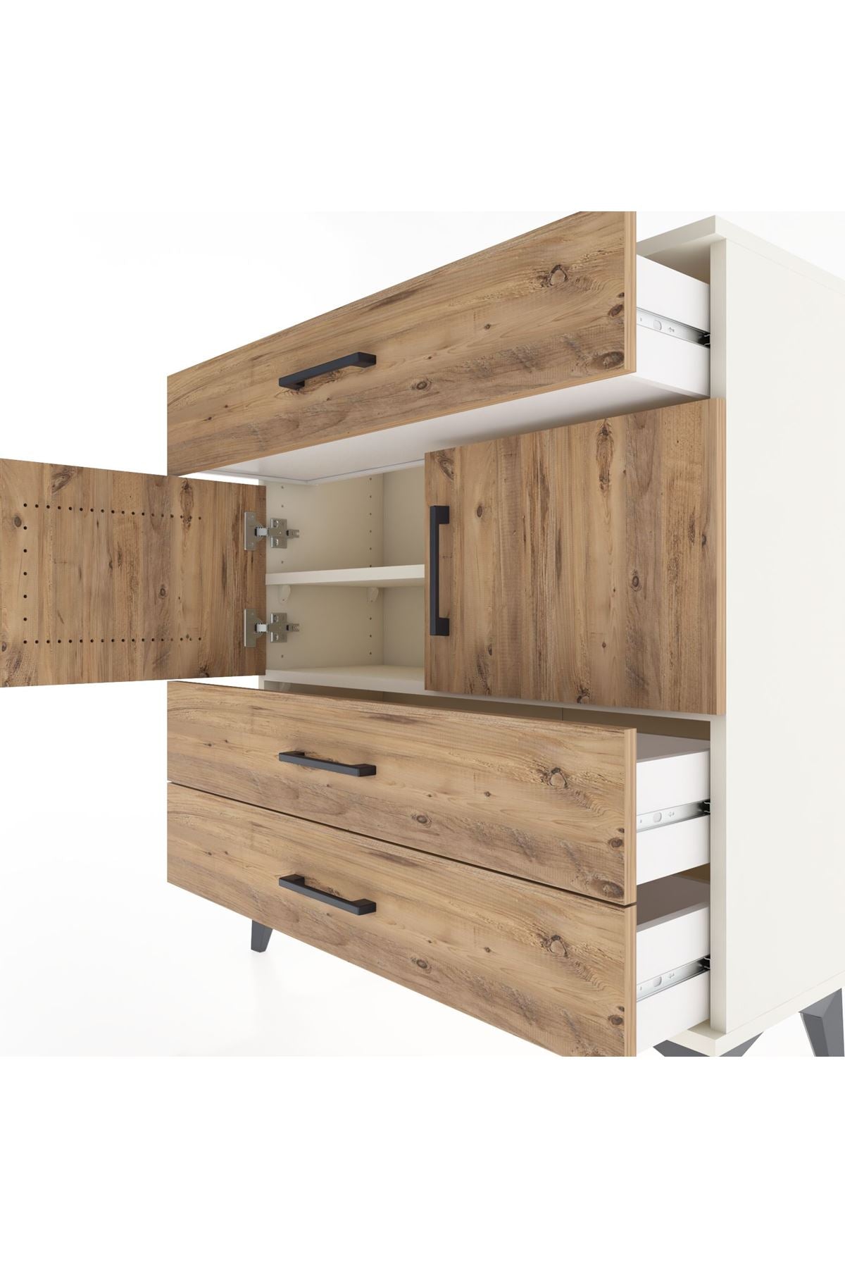 Arges Şifonyer 2 Raflı 3 Çekmeceli 2 Kapaklı 88x30x96 - S04M037V3A