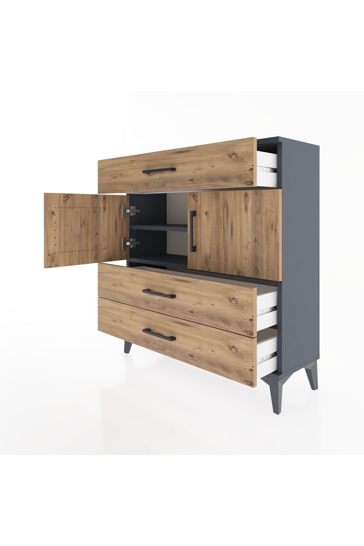 Arges Şifonyer 2 Raflı 3 Çekmeceli 2 Kapaklı 88x30x96 - S04M037V6A