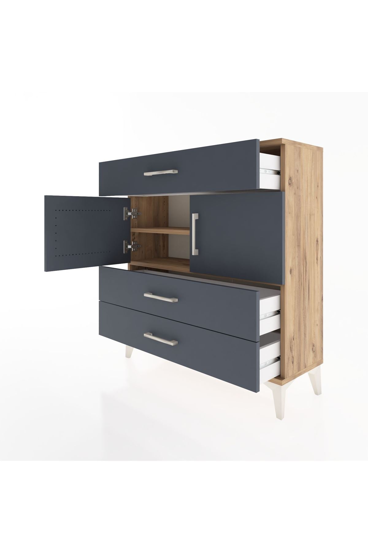 Arges Şifonyer 2 Raflı 3 Çekmeceli 2 Kapaklı 88x30x96 - S04M037V8A