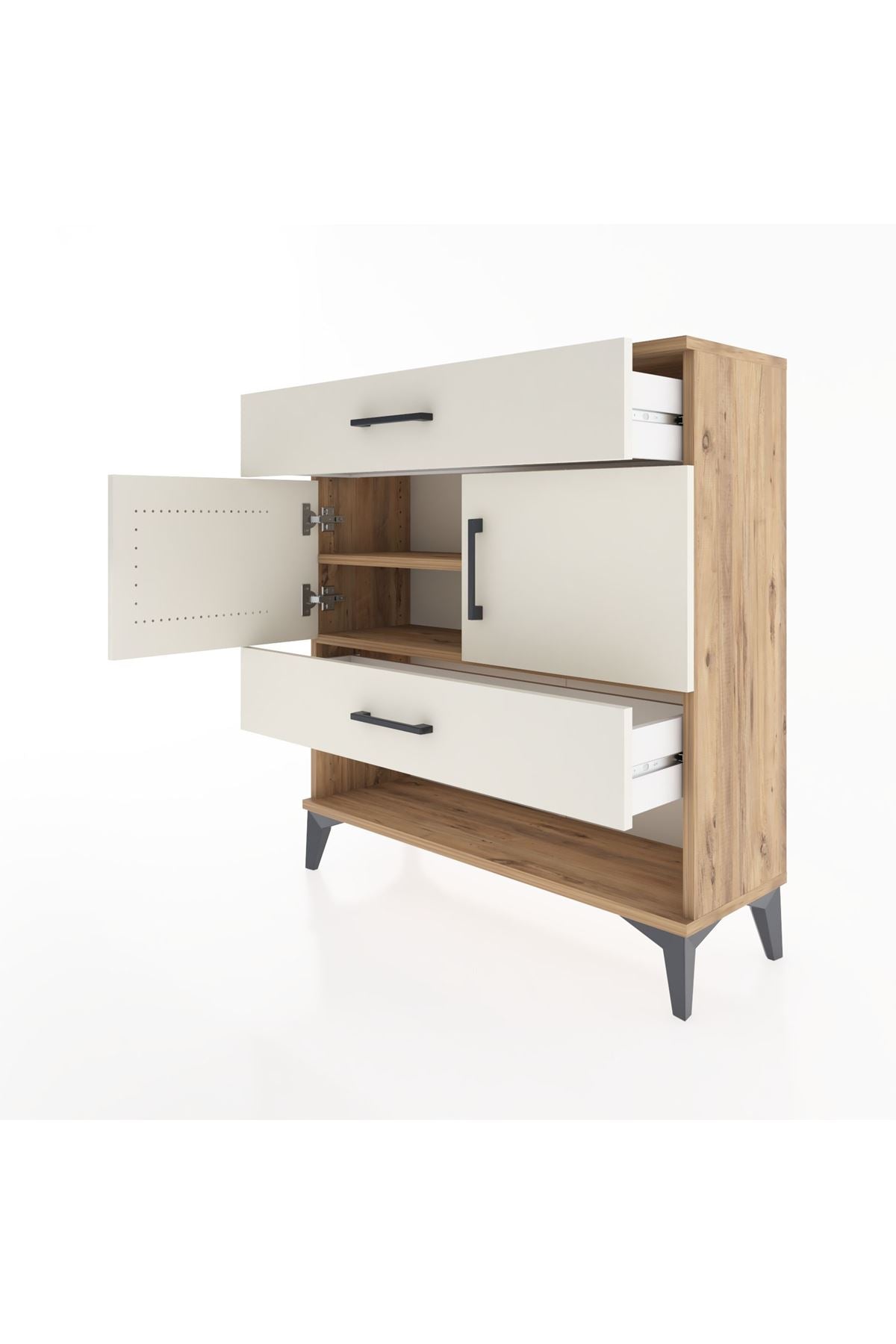 Arges Şifonyer 2 Raflı 2 Çekmeceli 2 Kapaklı 88x30x96 - S04M038V7A