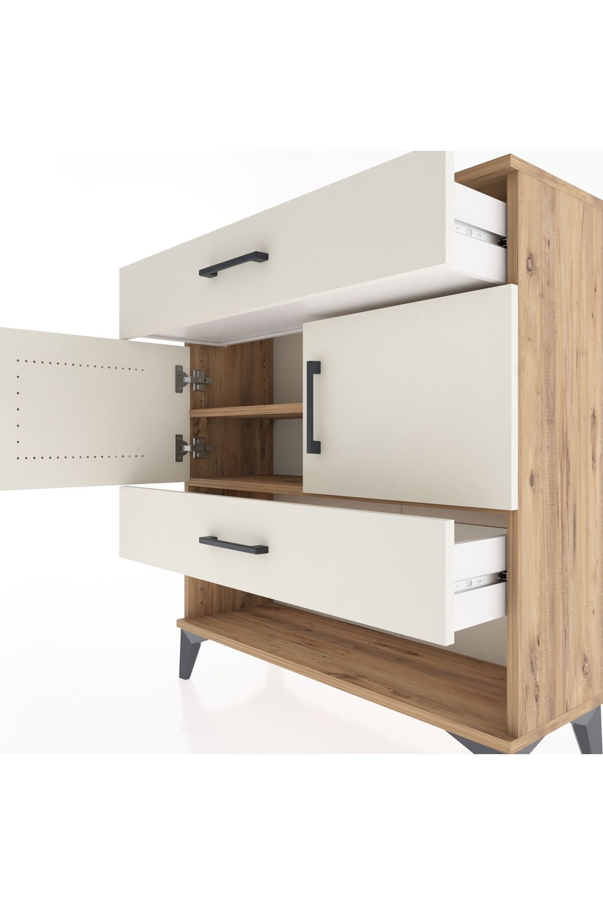 Arges Şifonyer 2 Raflı 2 Çekmeceli 2 Kapaklı 88x30x96 - S04M038V7A