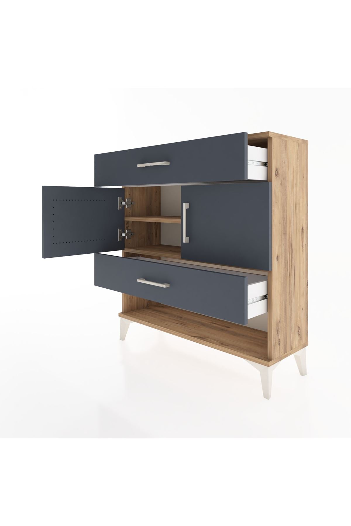 Arges Şifonyer 2 Raflı 2 Çekmeceli 2 Kapaklı 88x30x96 - S04M038V8A