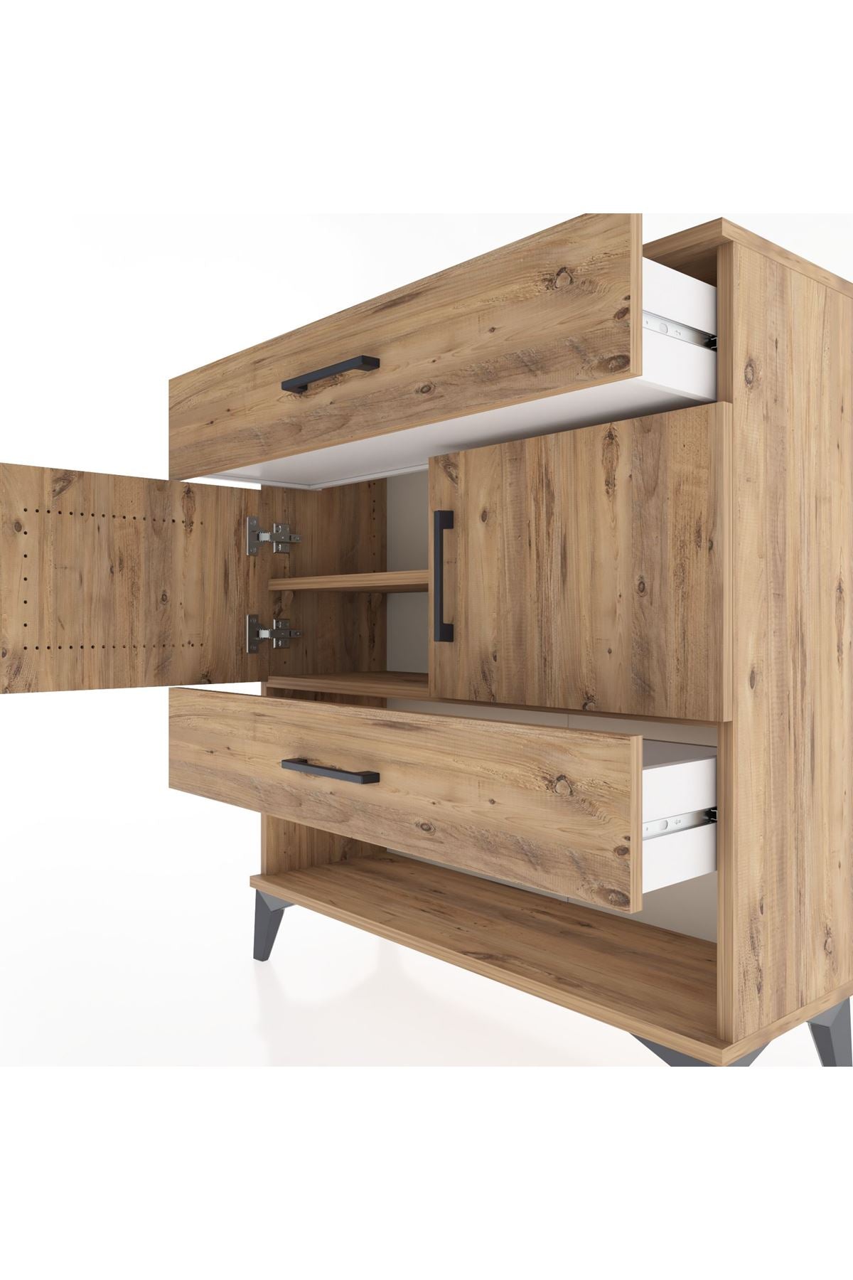 Arges Şifonyer 2 Raflı 2 Çekmeceli 2 Kapaklı 88x30x96 - S04M038V9A