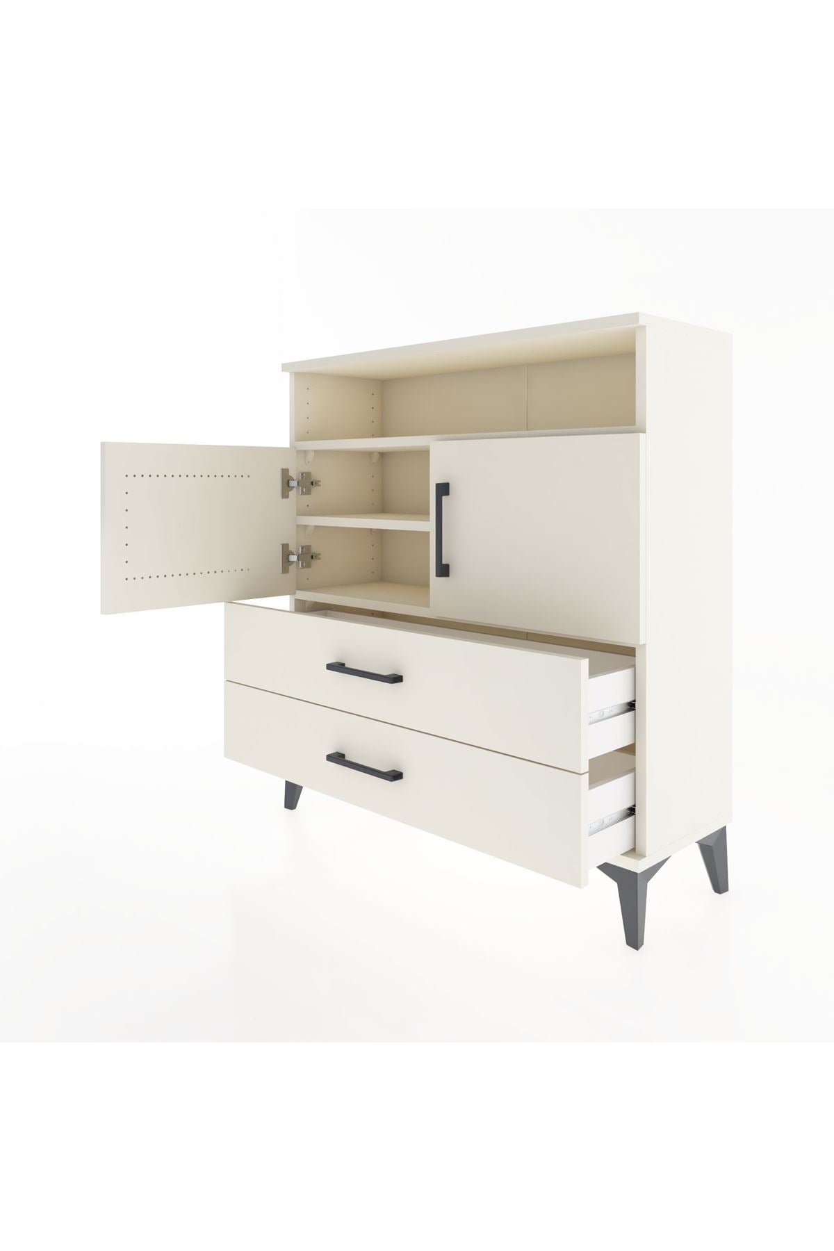 Arges Şifonyer 3 Raflı 2 Çekmeceli 2 Kapaklı 88x30x96 - S04M039V1A
