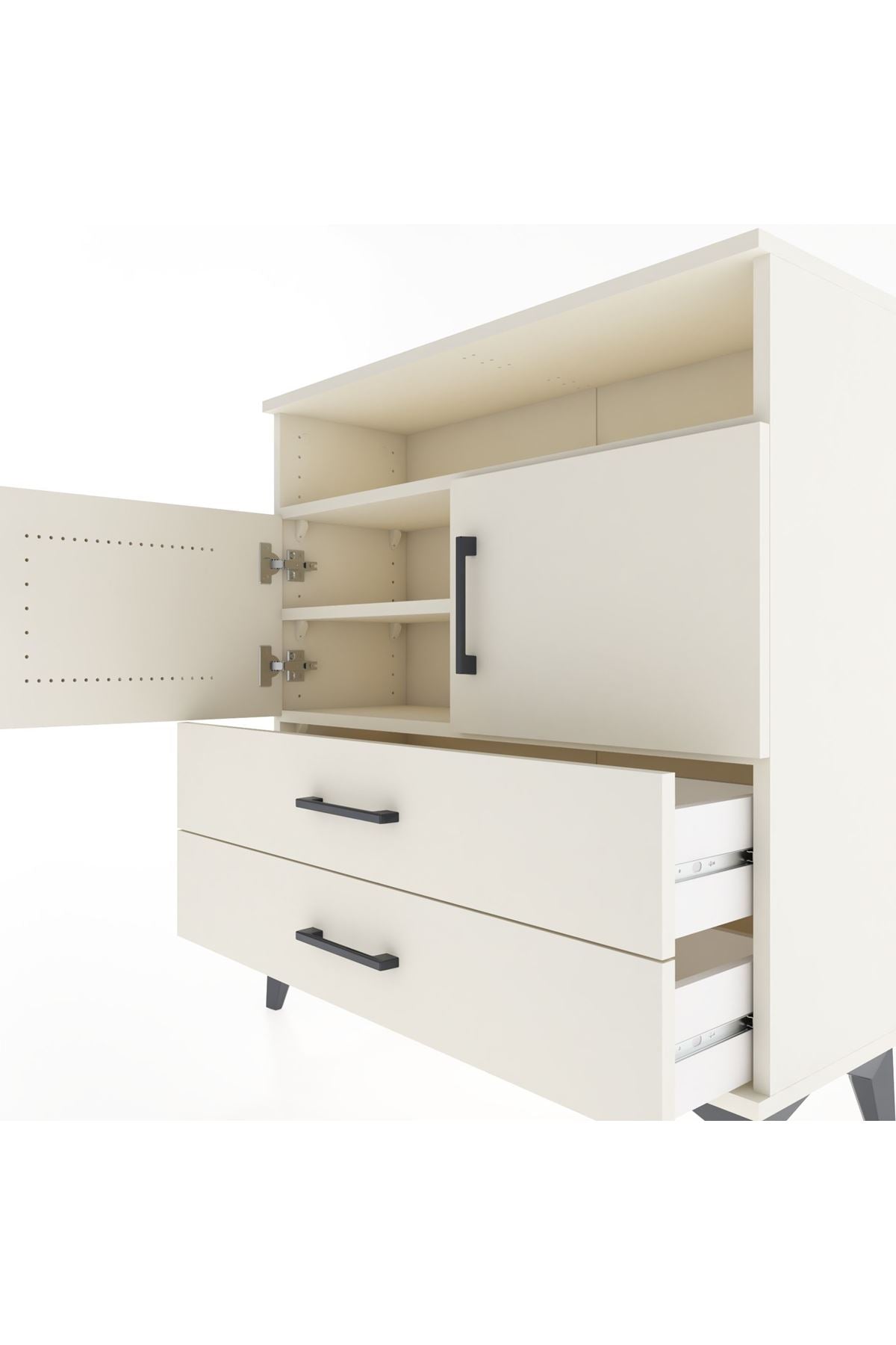 Arges Şifonyer 3 Raflı 2 Çekmeceli 2 Kapaklı 88x30x96 - S04M039V1A