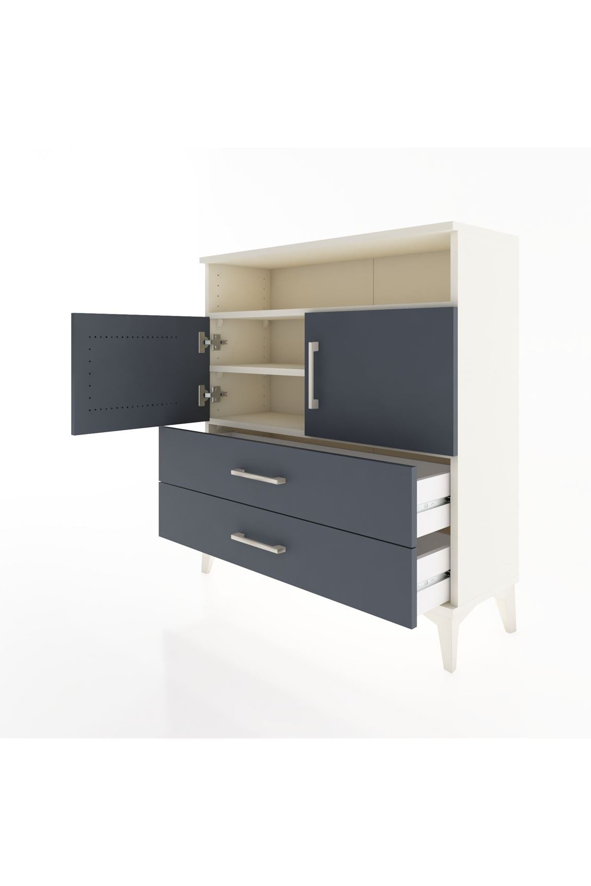 Arges Şifonyer 3 Raflı 2 Çekmeceli 2 Kapaklı 88x30x96 - S04M039V2A