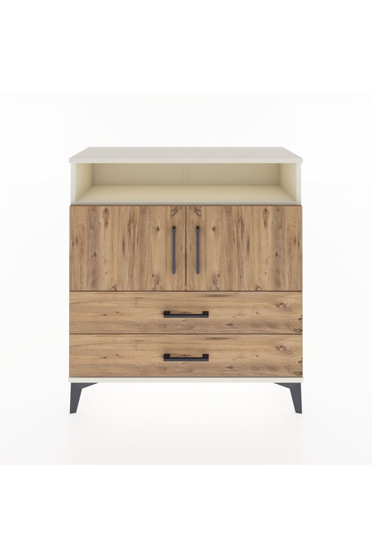 Arges Şifonyer 3 Raflı 2 Çekmeceli 2 Kapaklı 88x30x96 - S04M039V3A