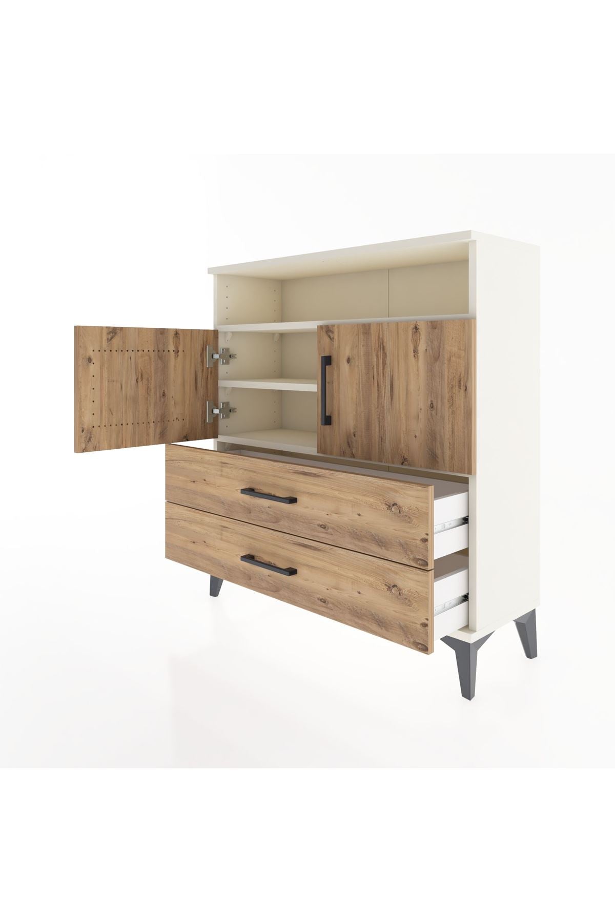 Arges Şifonyer 3 Raflı 2 Çekmeceli 2 Kapaklı 88x30x96 - S04M039V3A