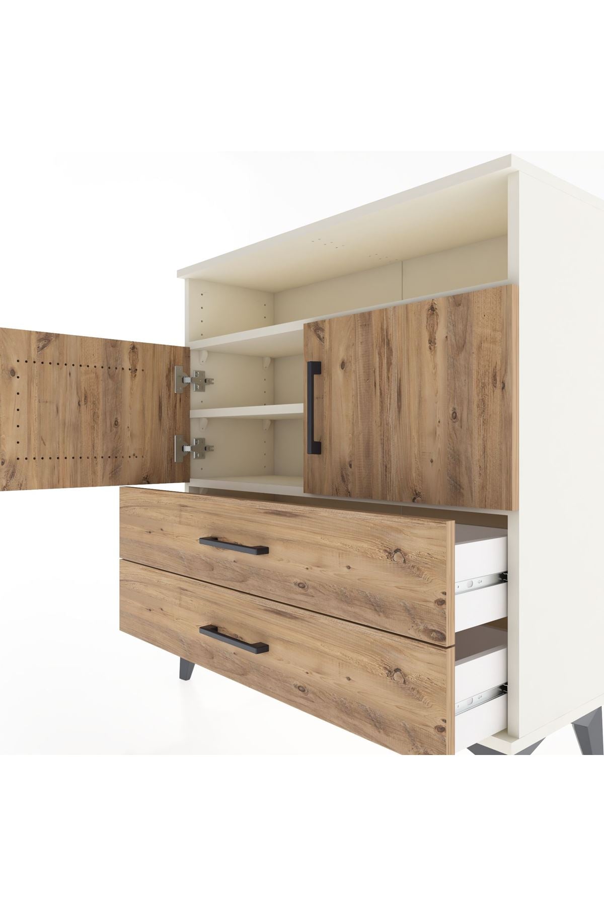 Arges Şifonyer 3 Raflı 2 Çekmeceli 2 Kapaklı 88x30x96 - S04M039V3A