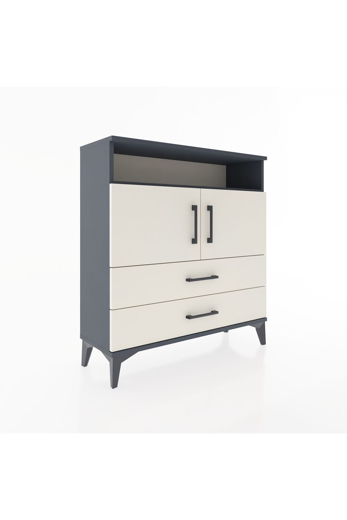 Arges Şifonyer 3 Raflı 2 Çekmeceli 2 Kapaklı 88x30x96 - S04M039V4A