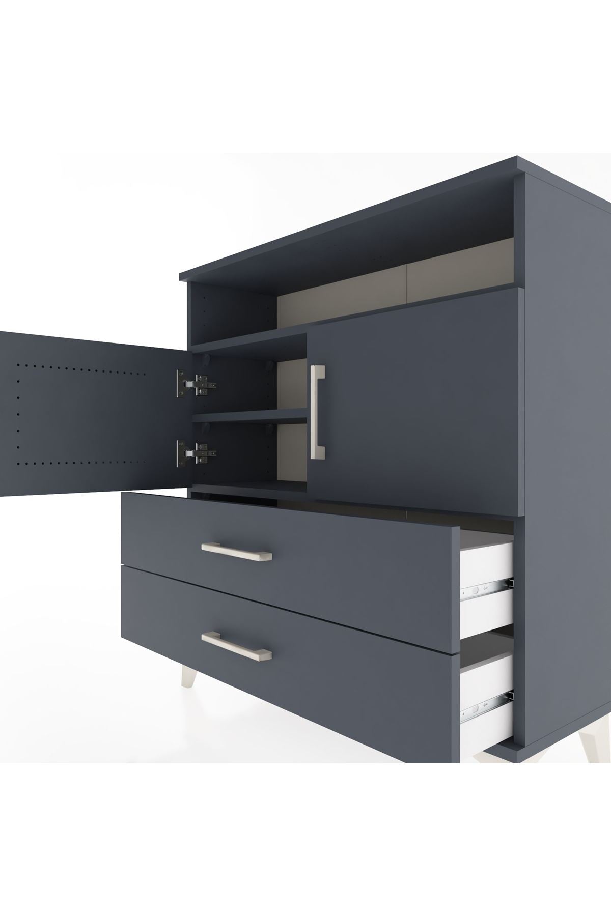 Arges Şifonyer 3 Raflı 2 Çekmeceli 2 Kapaklı 88x30x96 - S04M039V5A