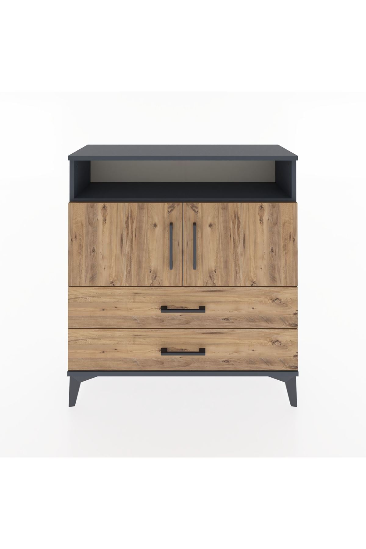 Arges Şifonyer 3 Raflı 2 Çekmeceli 2 Kapaklı 88x30x96 - S04M039V6A