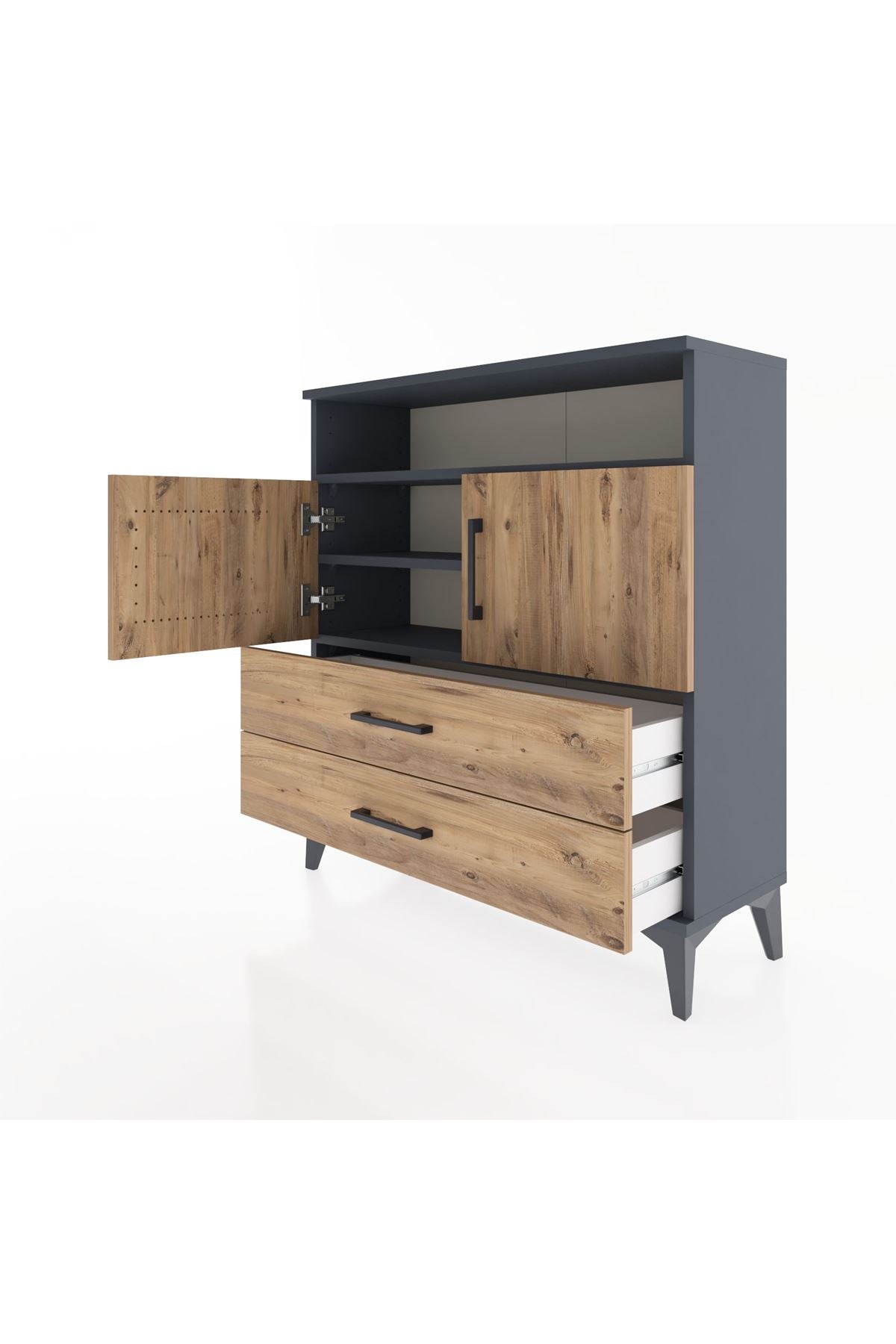 Arges Şifonyer 3 Raflı 2 Çekmeceli 2 Kapaklı 88x30x96 - S04M039V6A
