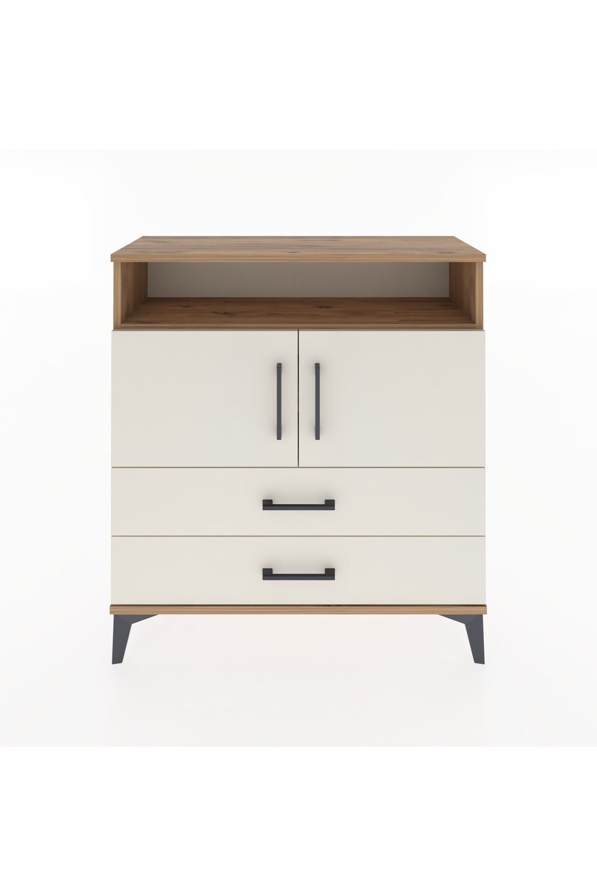 Arges Şifonyer 3 Raflı 2 Çekmeceli 2 Kapaklı 88x30x96 - S04M039V7A