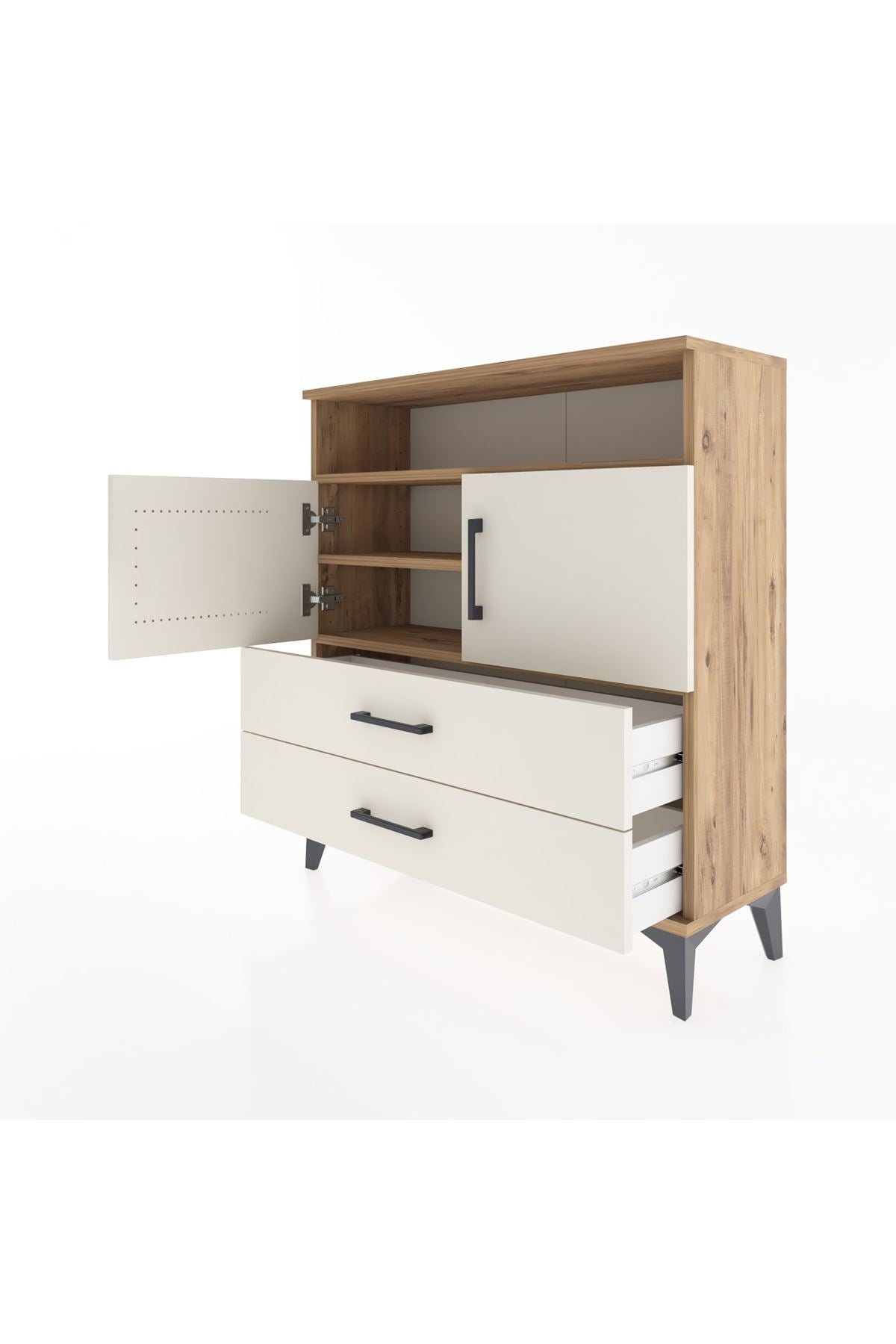 Arges Şifonyer 3 Raflı 2 Çekmeceli 2 Kapaklı 88x30x96 - S04M039V7A