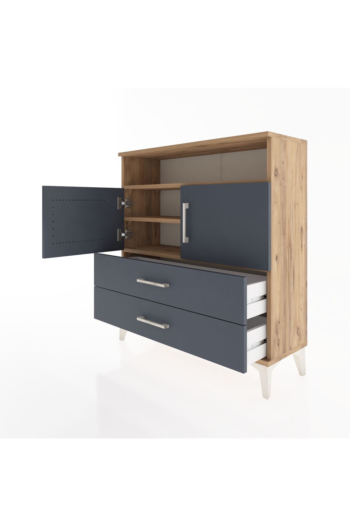 Arges Şifonyer 3 Raflı 2 Çekmeceli 2 Kapaklı 88x30x96 - S04M039V8A