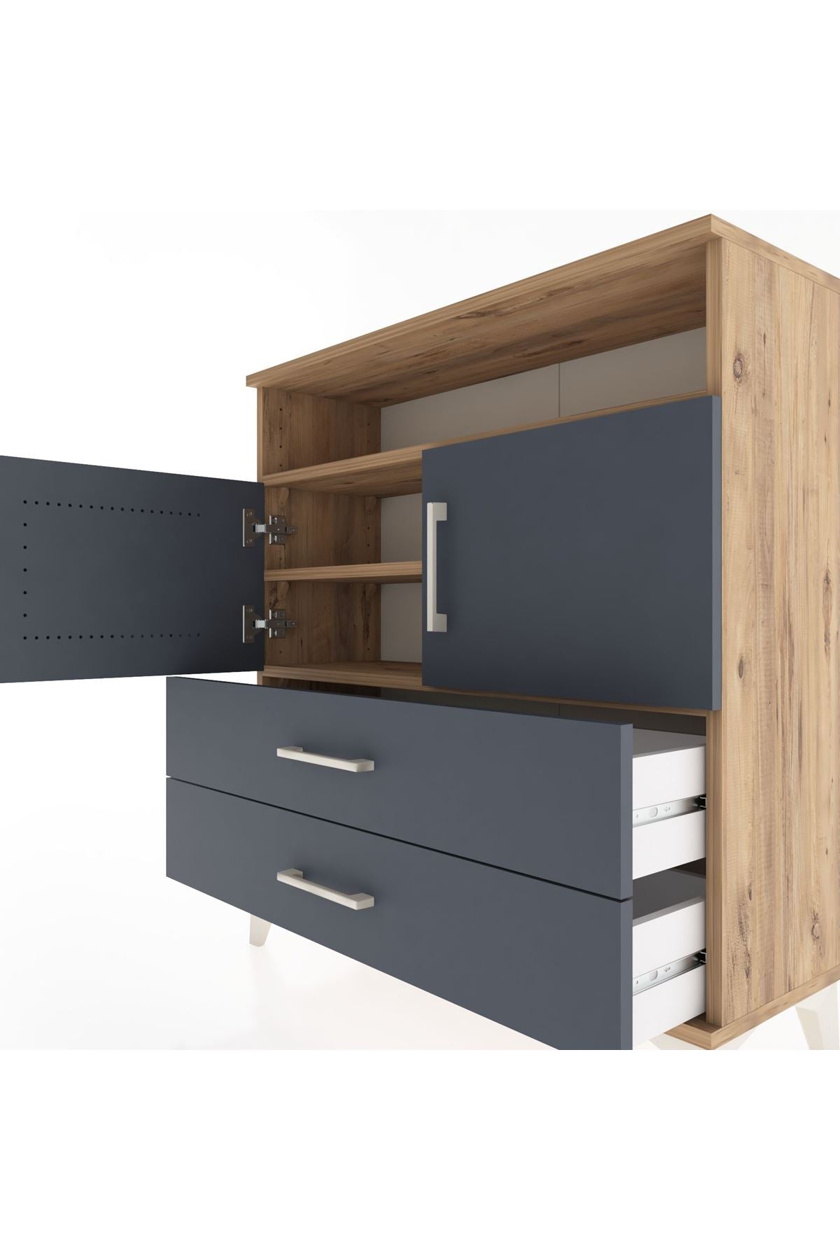 Arges Şifonyer 3 Raflı 2 Çekmeceli 2 Kapaklı 88x30x96 - S04M039V8A
